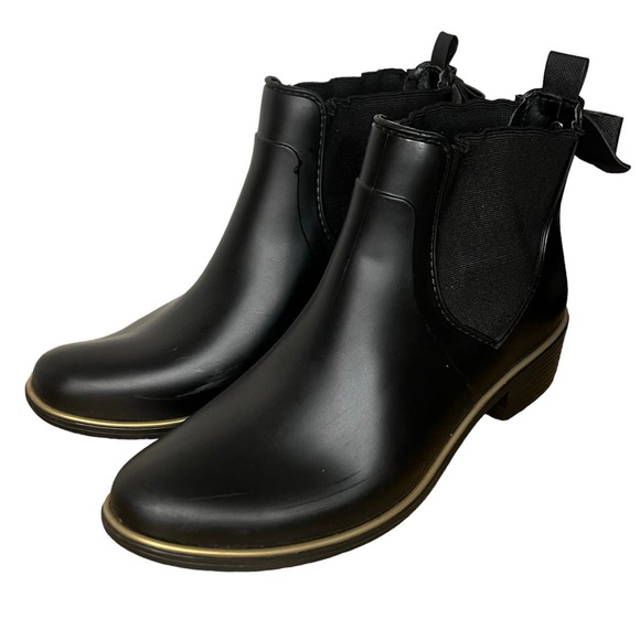 Kate Spade Shoes - Kate Spade Black Sedgwick Rubber Rain Short Heeled Boots